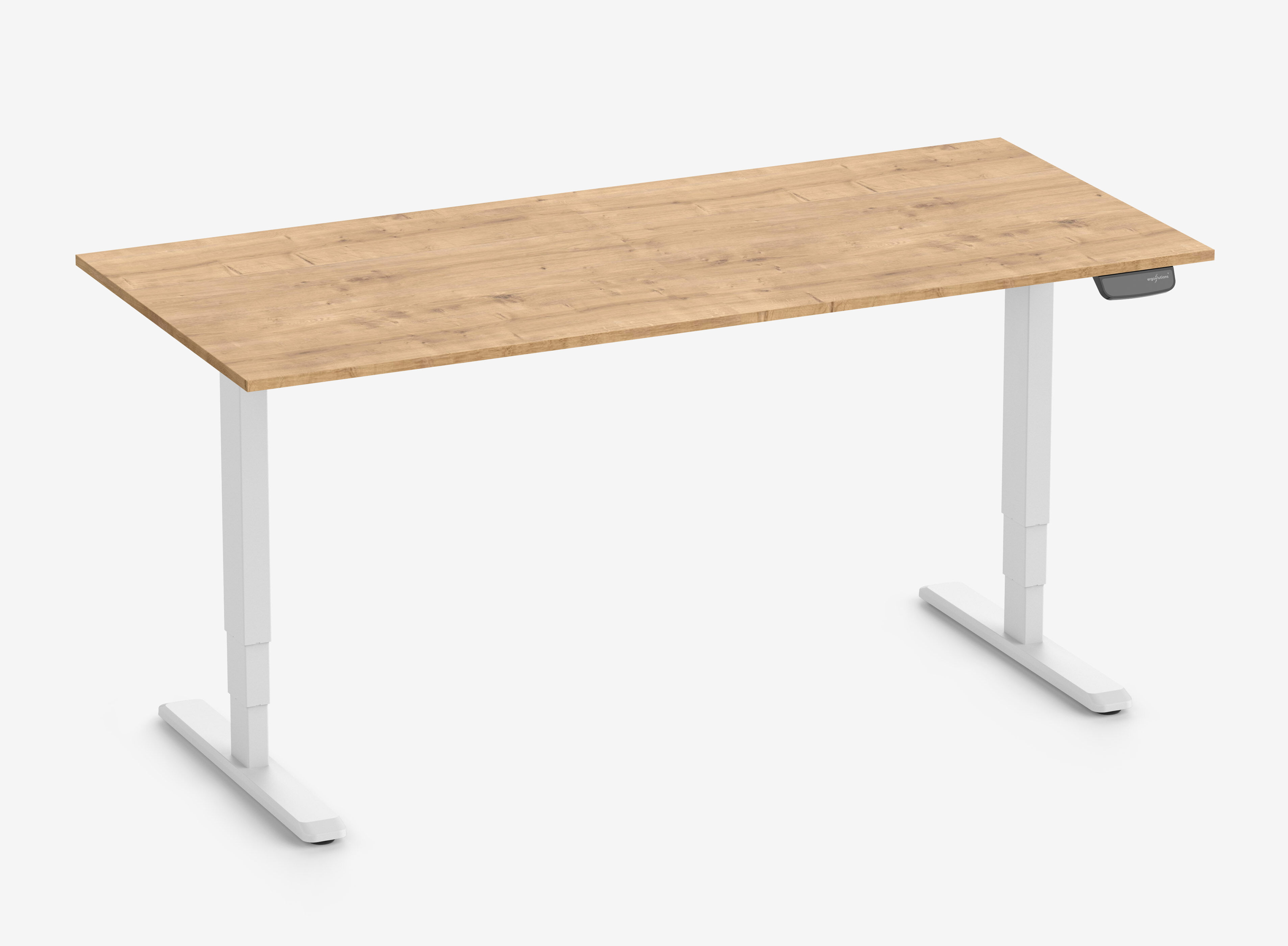 PRIMUS Speed Rechteckschreibtisch, Gestell Weiß, Tischplatte 1800 x 800 x 25 mm Eiche