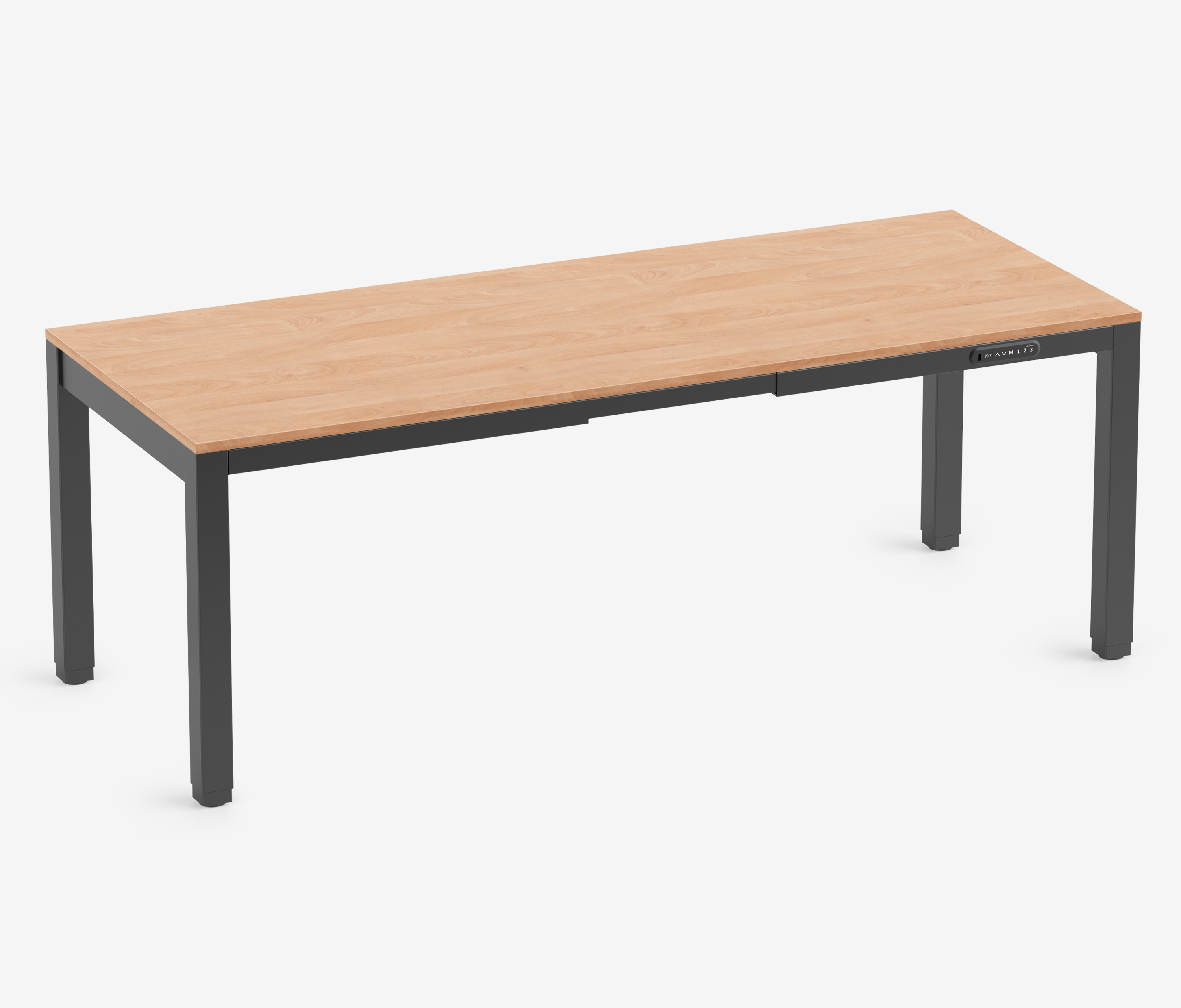 PRIMUS 4-Bein Schreibtisch Schwarz Buche 2000 x 800 x 25 mm