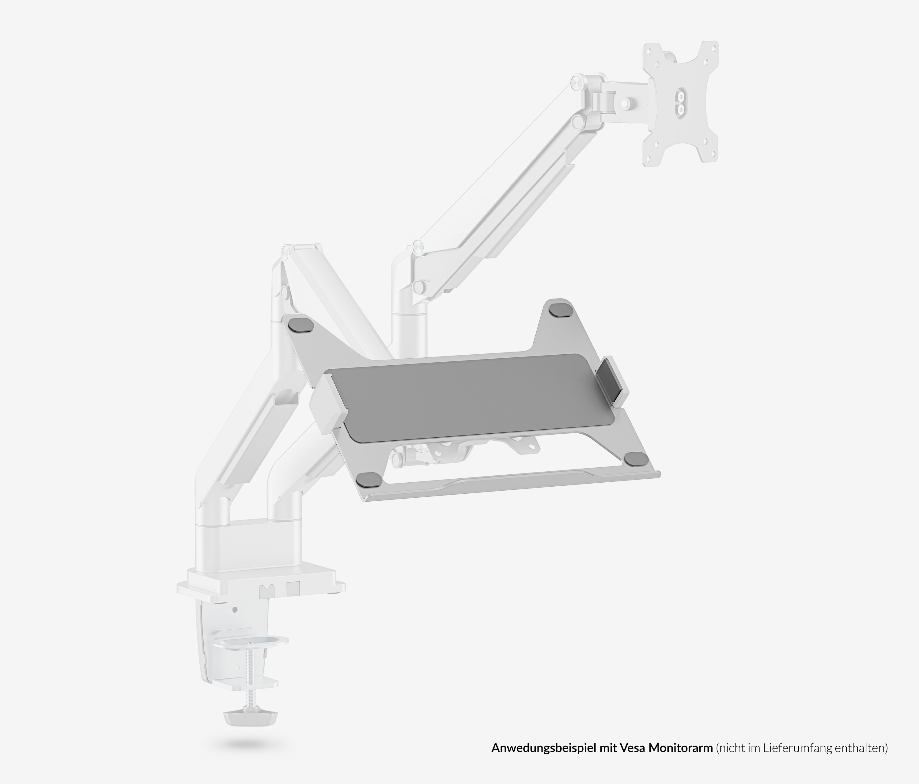 Monitorhouder met laptoparm, draaibare laptophouder, voor 12-17 inch notebook, geventileerd koelplatform, kabelbeheer, belasting 1-9 kg, VESA 75/100 mm Monitorhouder met laptoparm, draaibare laptophouder, voor 12-17 inch notebook, geventileerd koelplatform, kabelbeheer, belasting 1-9 kg, VESA 75/100 mm