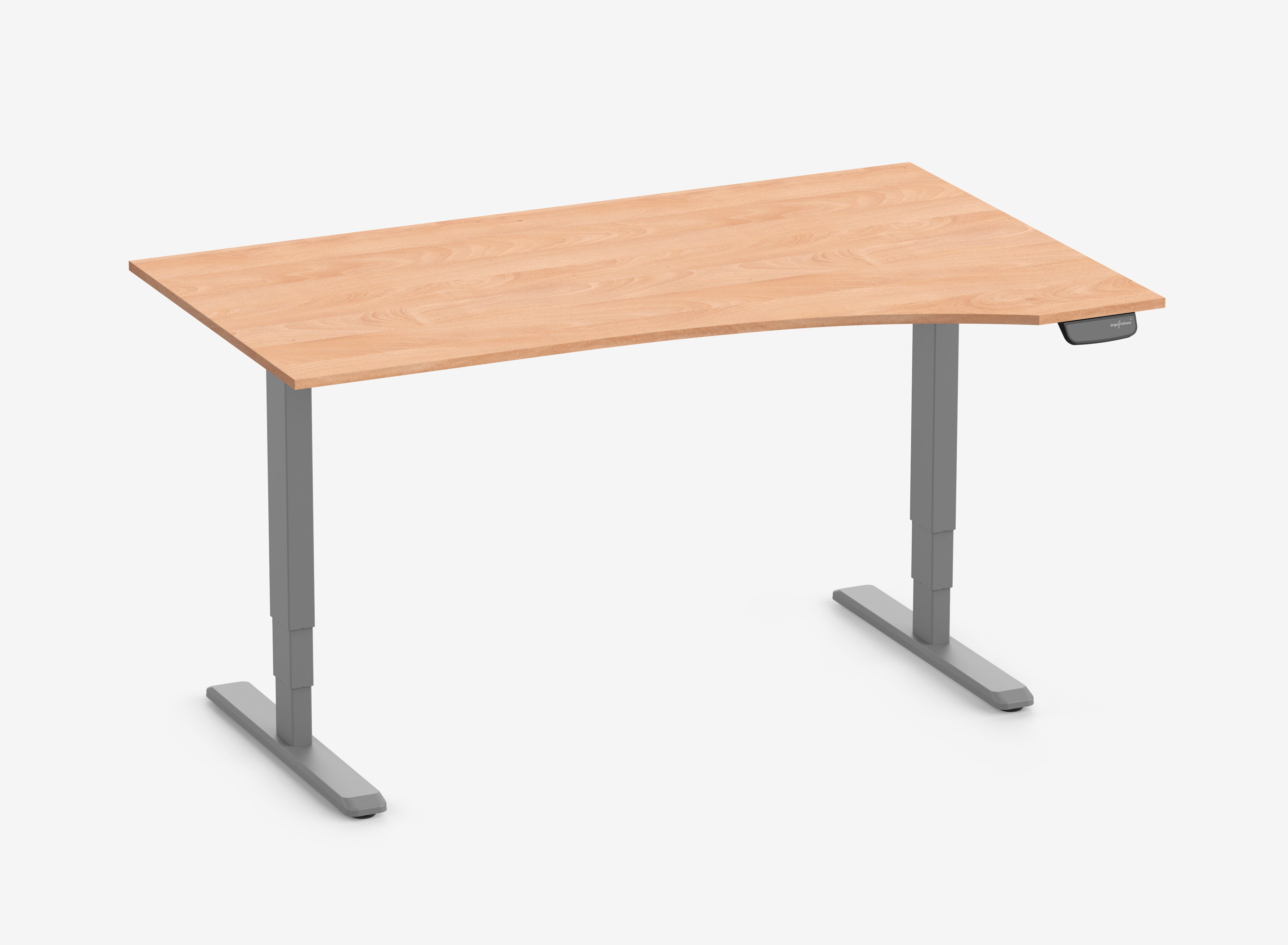 PRIMUS Freiformschreibtisch, Gestell Grau 1600 x 800/1000 x 25 mm Buche, Ausführung Rechts