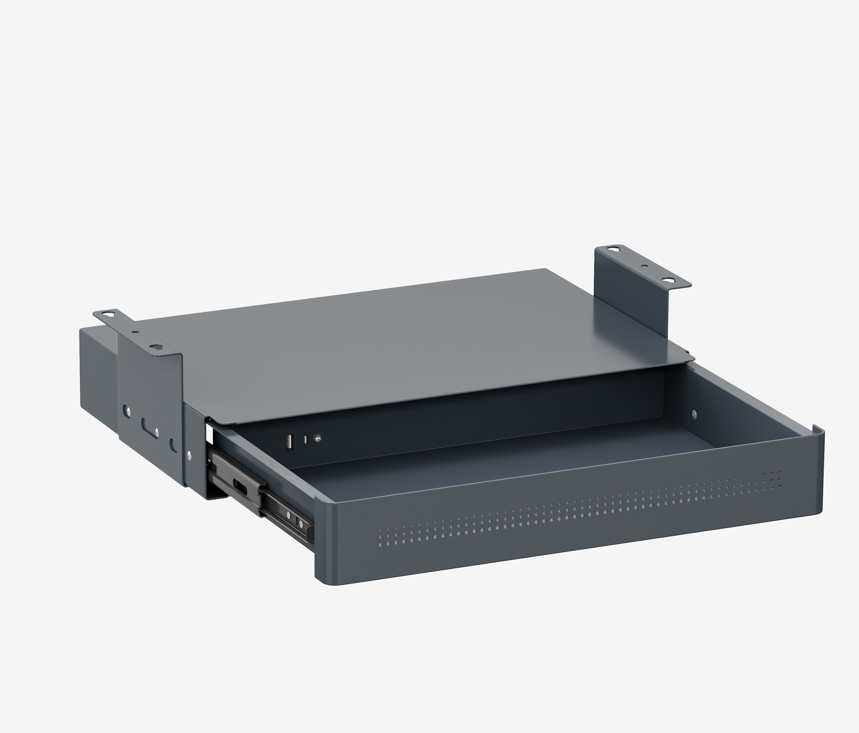 Untertisch Schublade mit USB Lader Schwarz