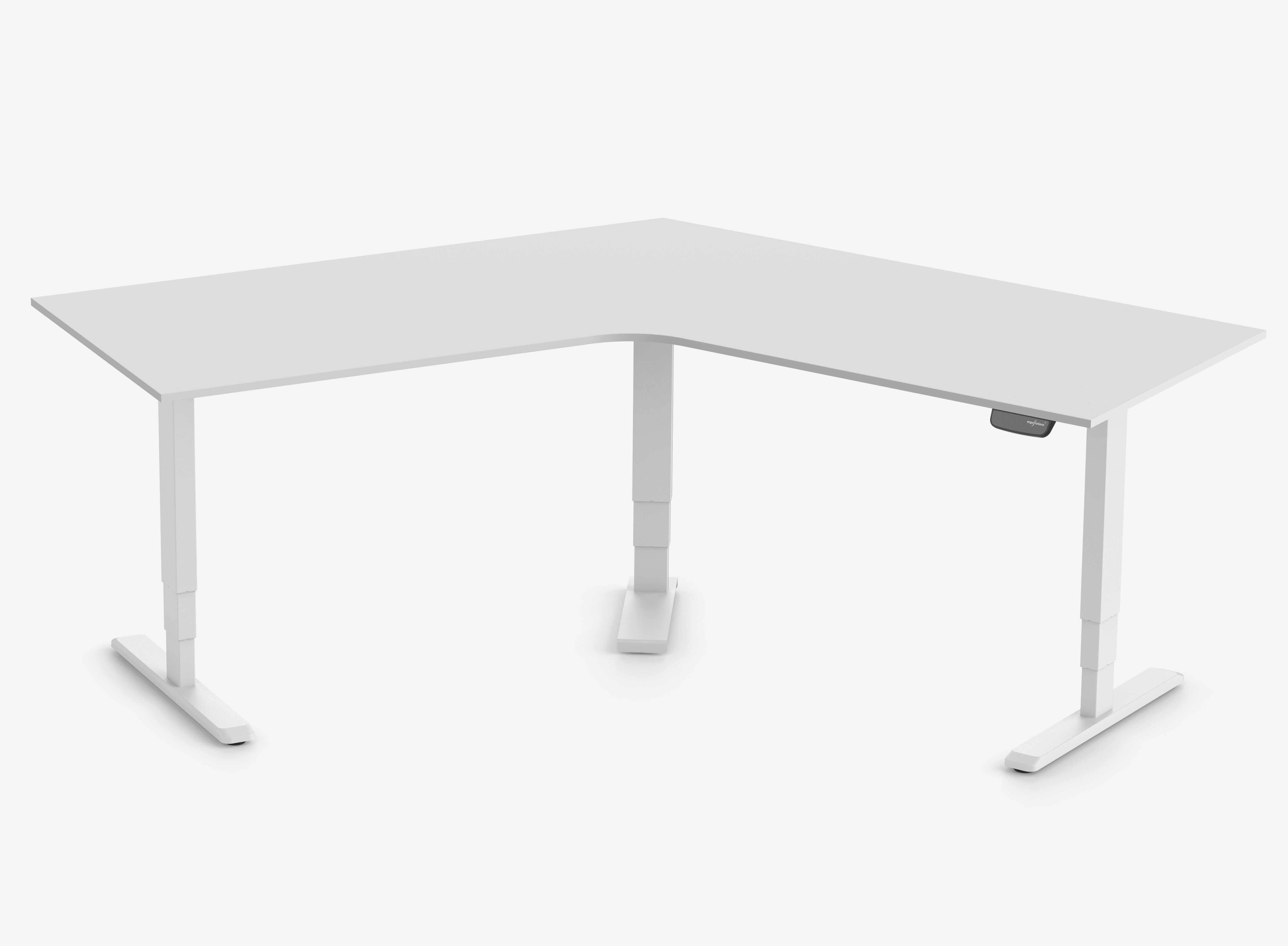 PRIMUS Winkelschreibtisch, Gestell Weiß, Tischplatte  1600 x 800 x 25 mm Lichtgrau