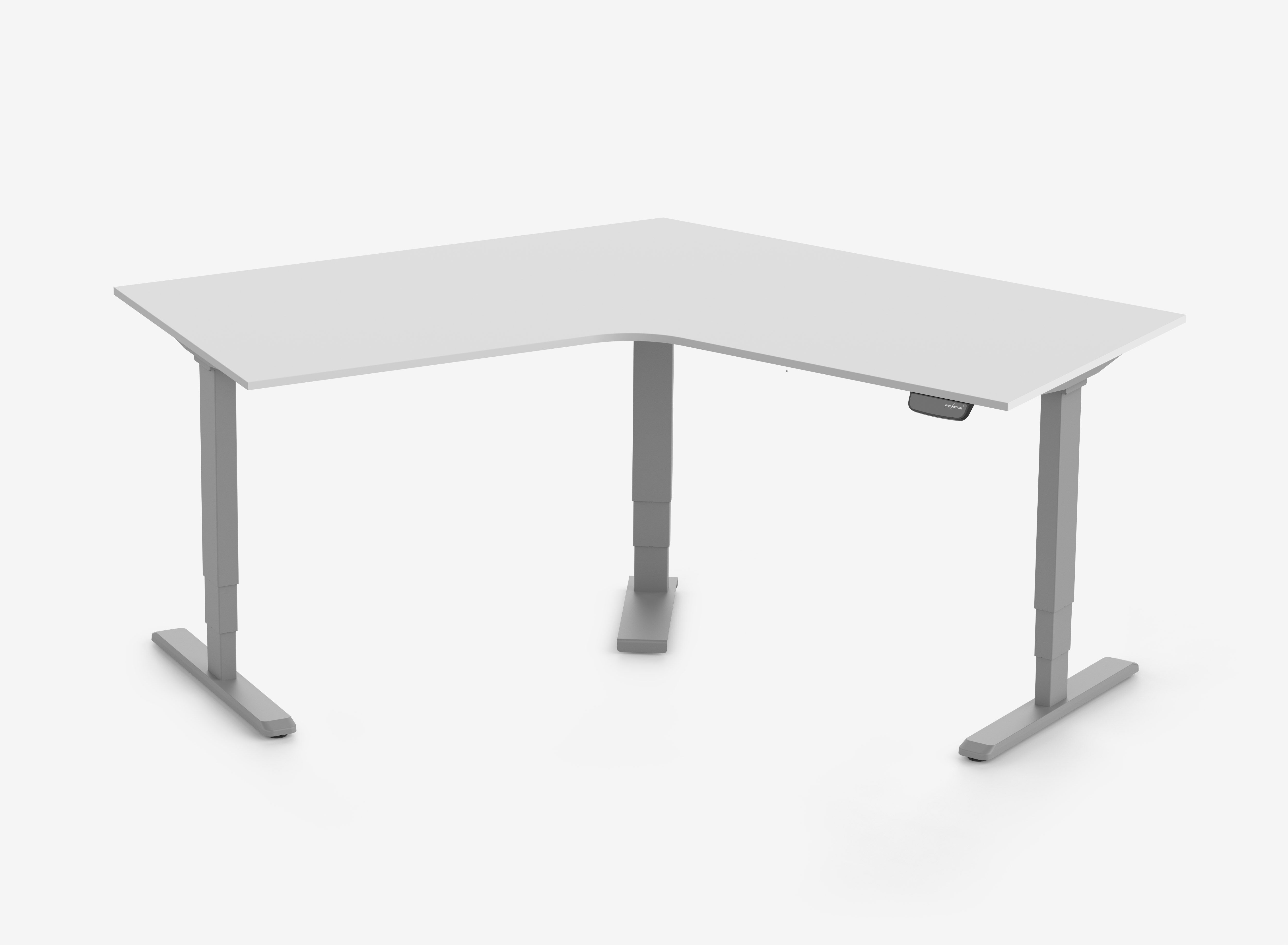 PRIMUS Winkelschreibtisch, Gestell Grau, Tischplatte 1400 x 800 x 25 mm Lichtgrau