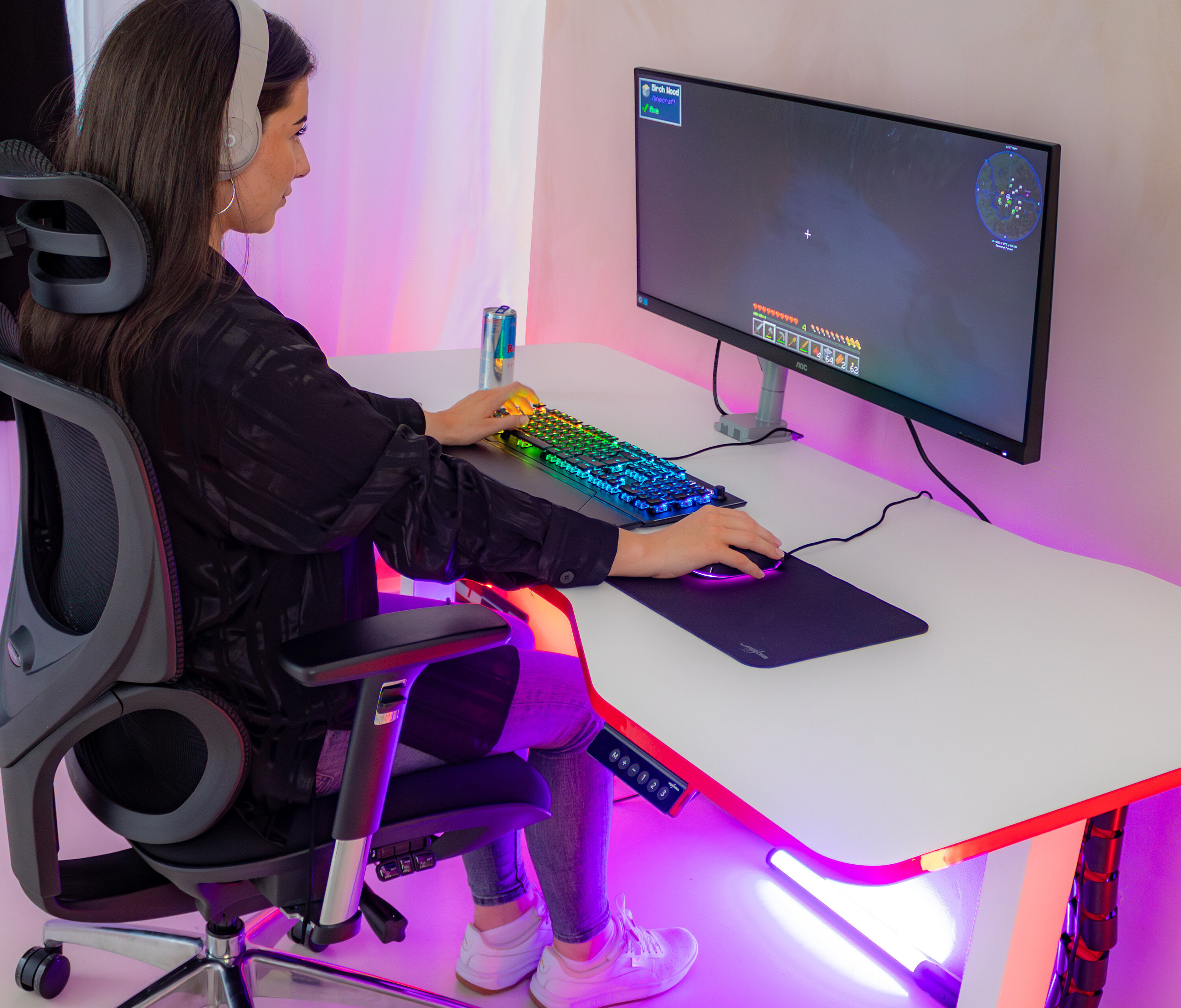 FOKUS Gamingschreibtisch Schwarz 180x80 Cockpit Yellow Cab