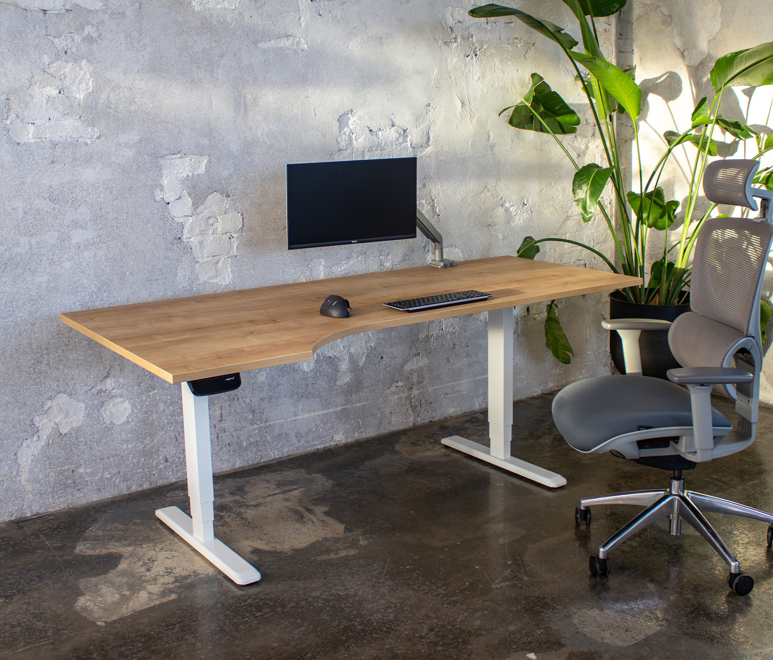 PRIMUS Freiformschreibtisch, Gestell Schwarz, Tischplatte 1600 x 800/1000 x 25 mm Topweiß, Ausführung Rechts