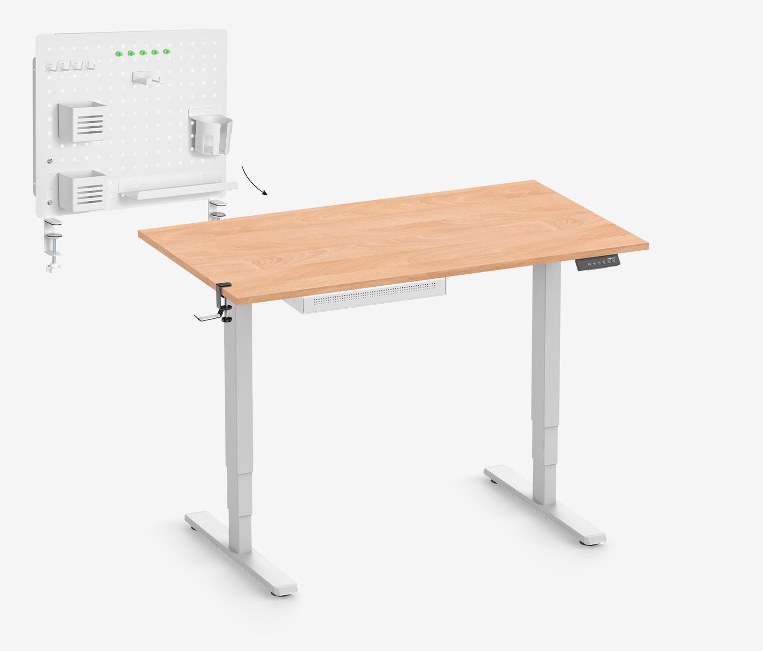 FOKUS Organizer Set Weiß, Slim Schublade Buche 120x70 Organizer Board Weiß Kopfhörer Halter