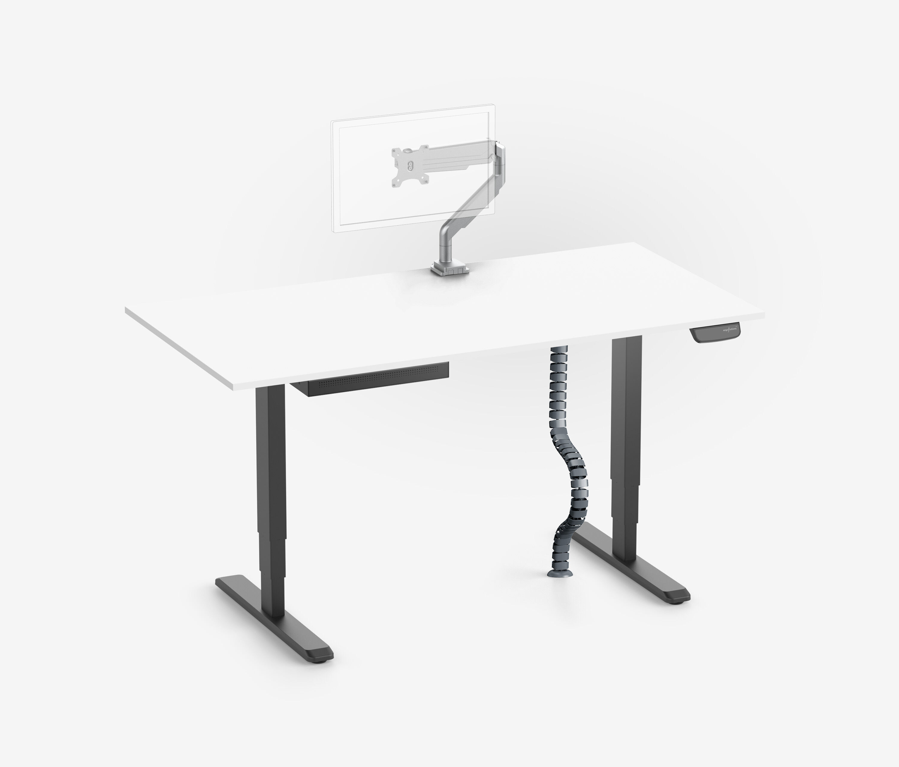 PRIMUS + Slimline Schublade, Kabelschlange & Halter 160x80 Schwarz Weiß