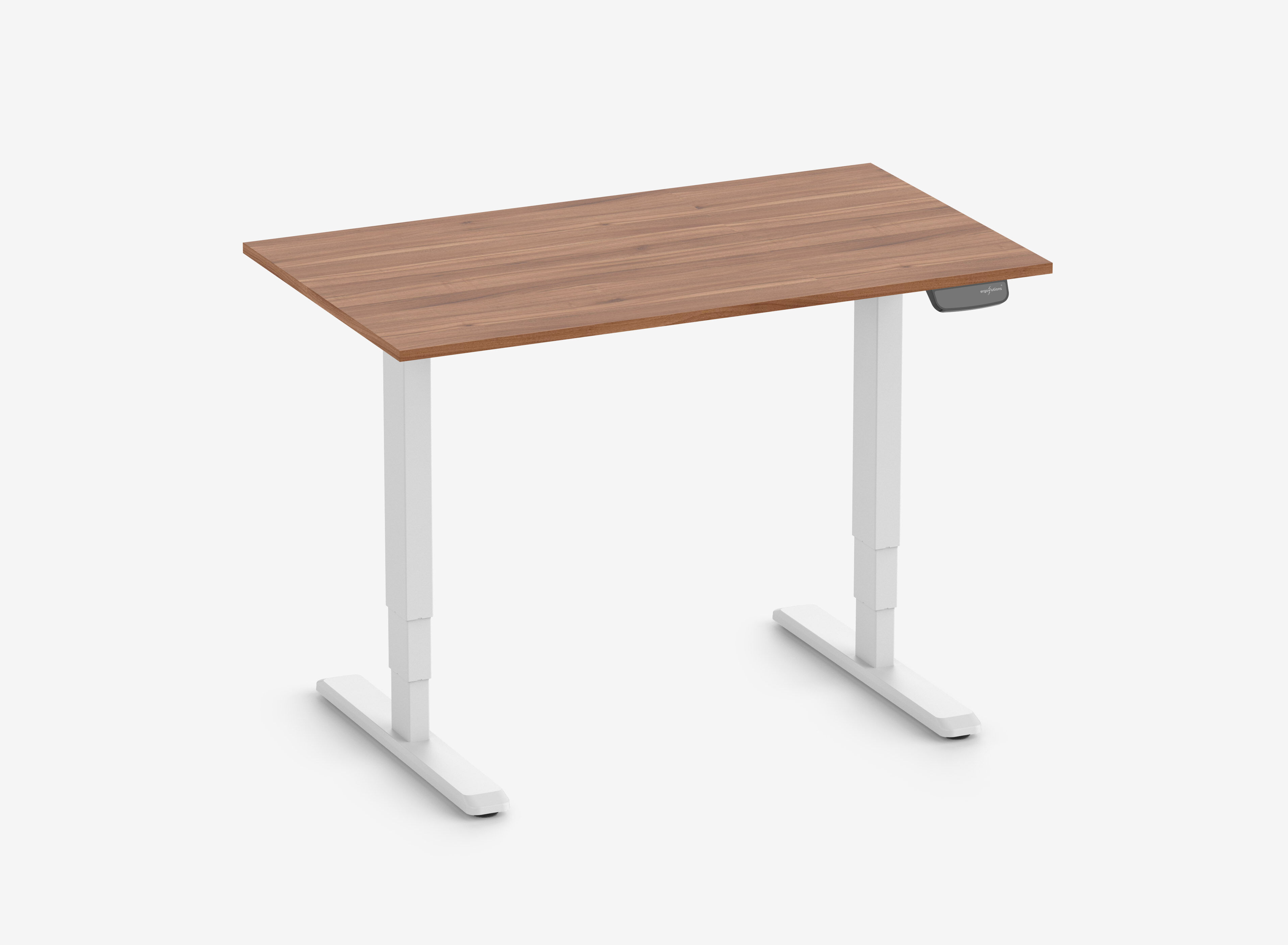 PRIMUS Rechteckschreibtisch, Gestell Weiß, Tischplatte 1200 x 700 x 19 mm Nussbaum