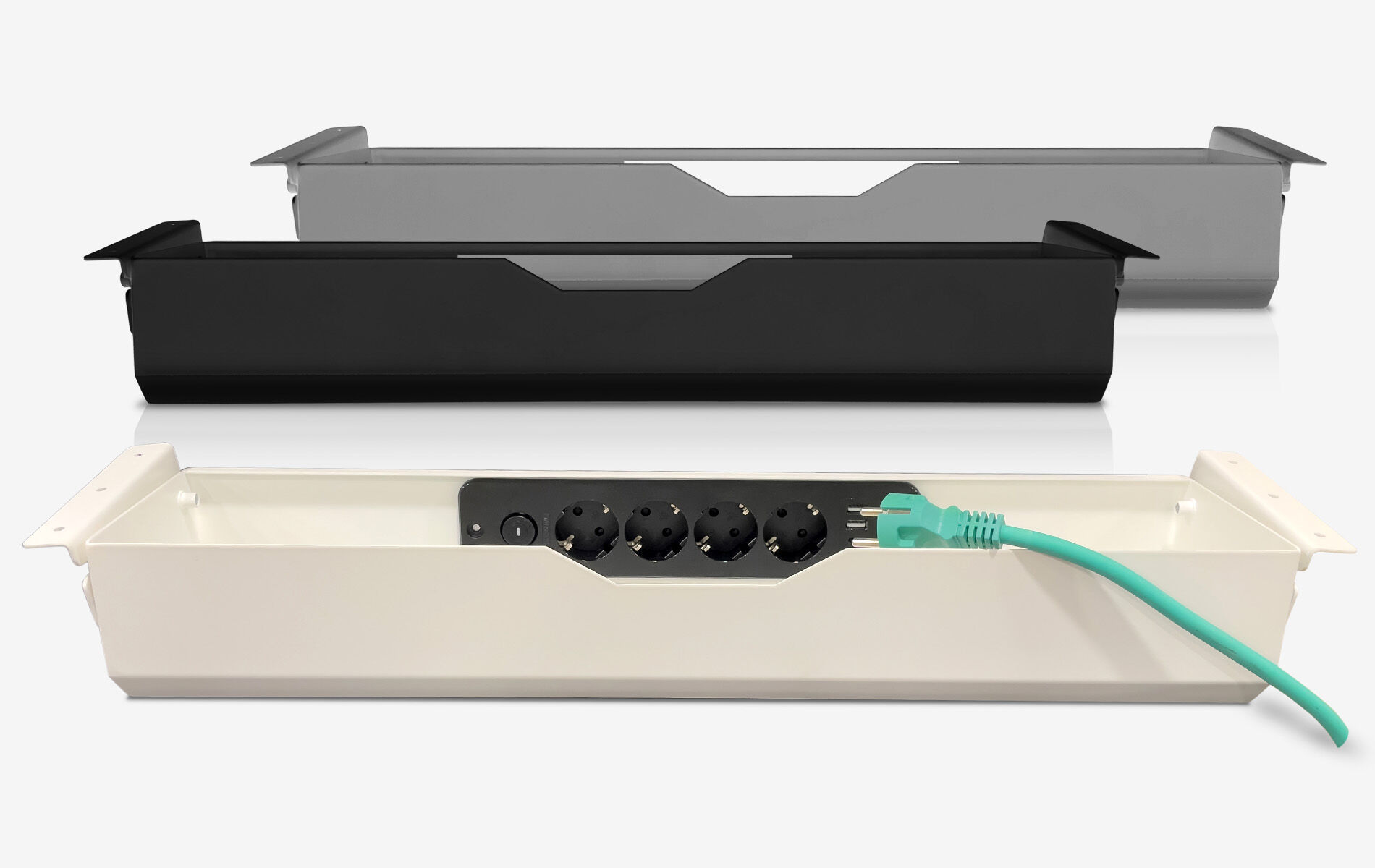 Kabelwanne mit optional integrierter Steckdose