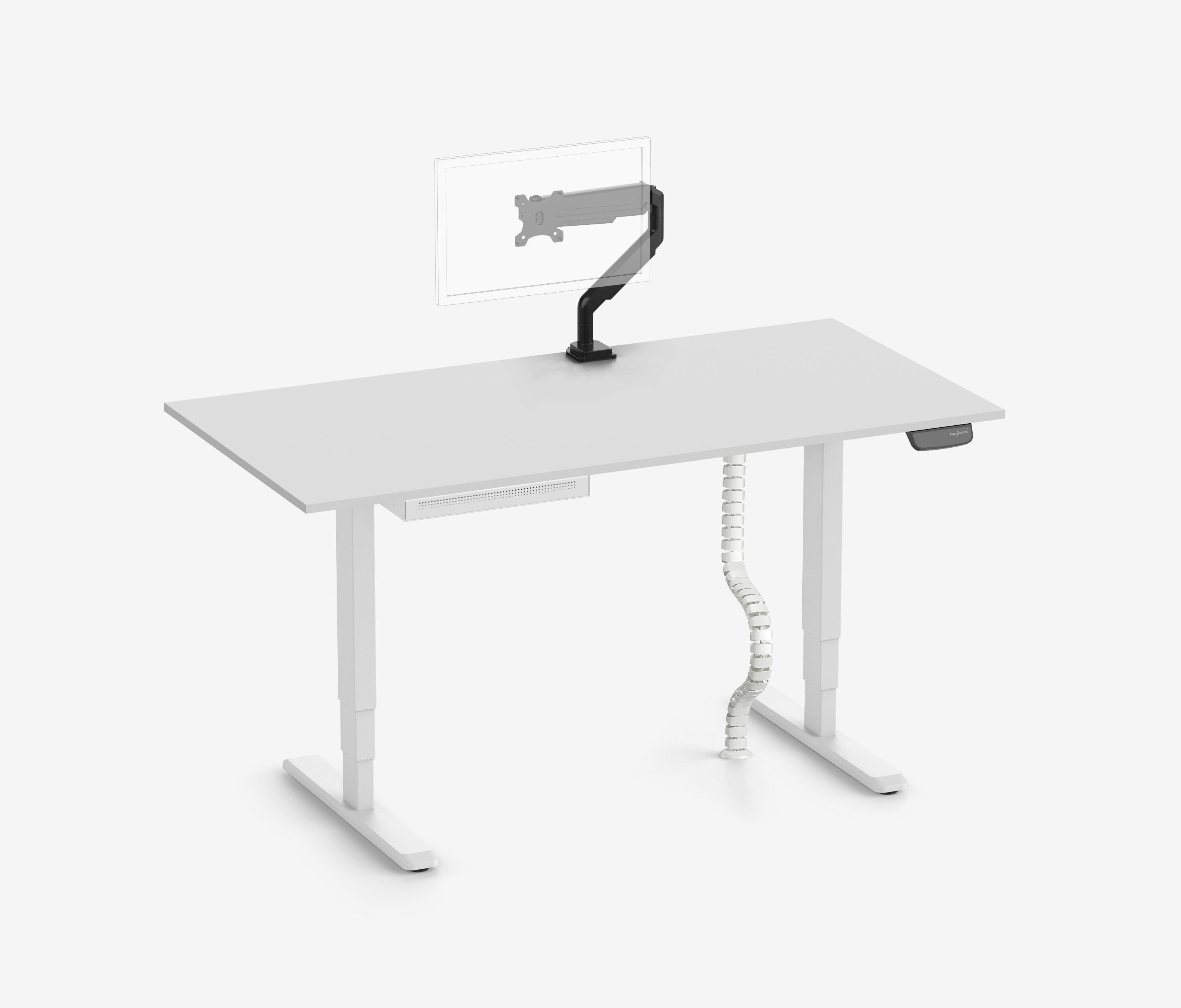 PRIMUS + Slimline Schublade, Kabelschlange & Halter Weiß 160x80 Lichtgrau