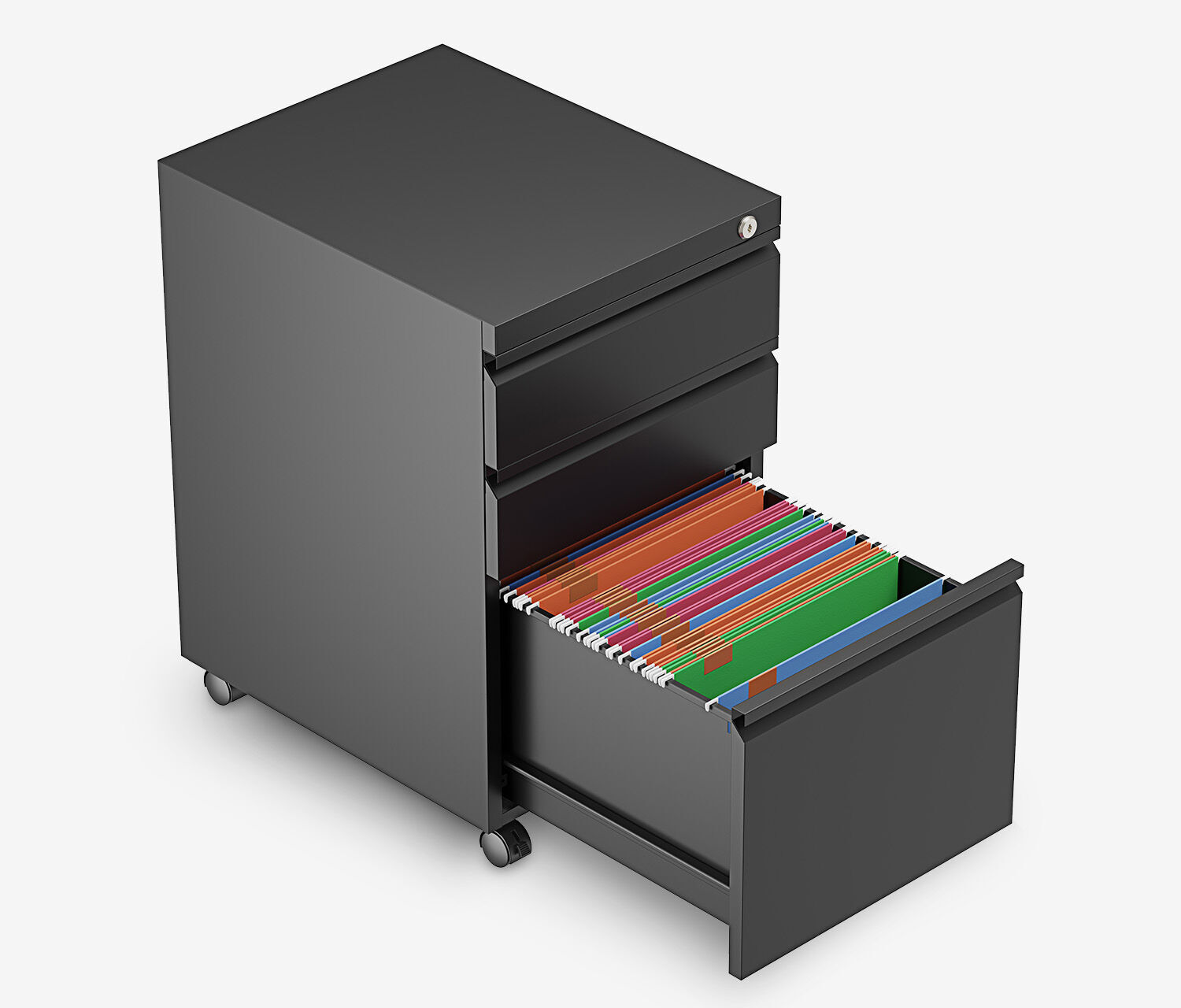 Metallrollcontainer Schwarz Nussbaum