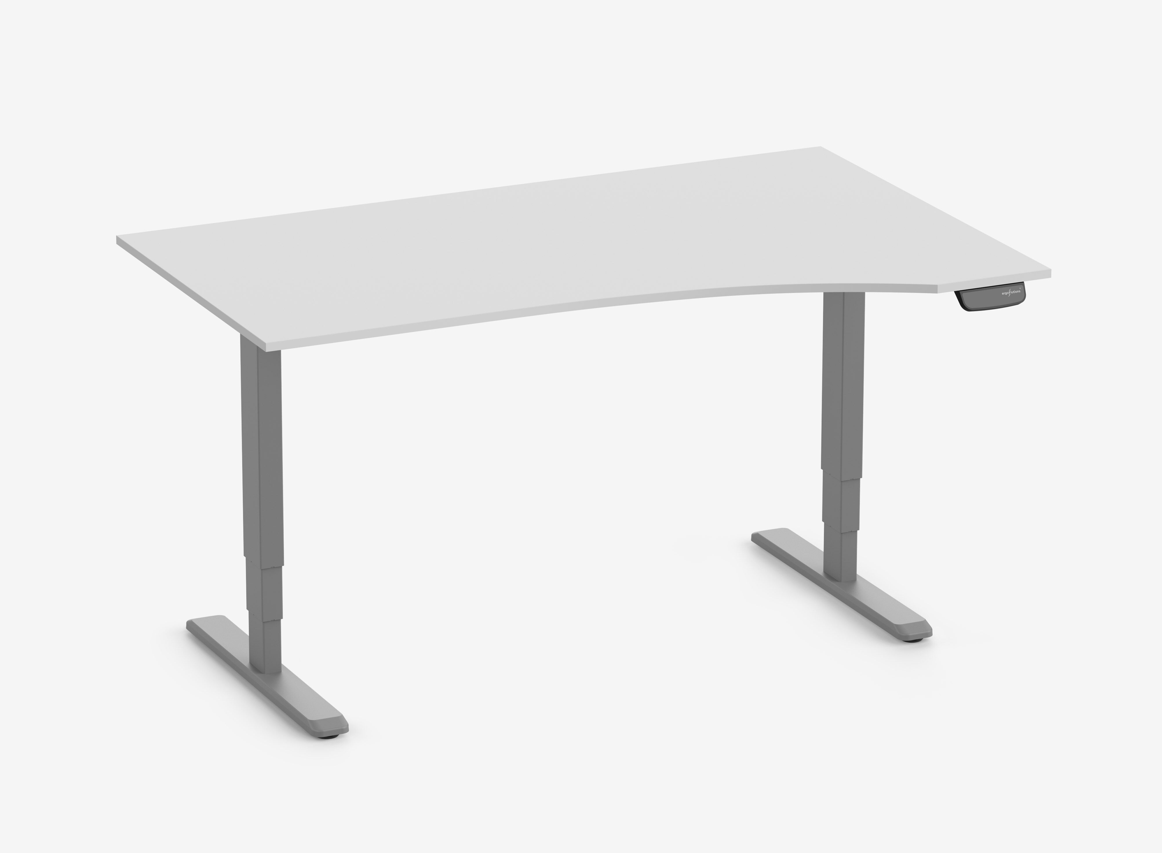 PRIMUS Freiformschreibtisch, Gestell Grau 1600 x 800/1000 x 25 mm Lichtgrau, Ausführung Rechts