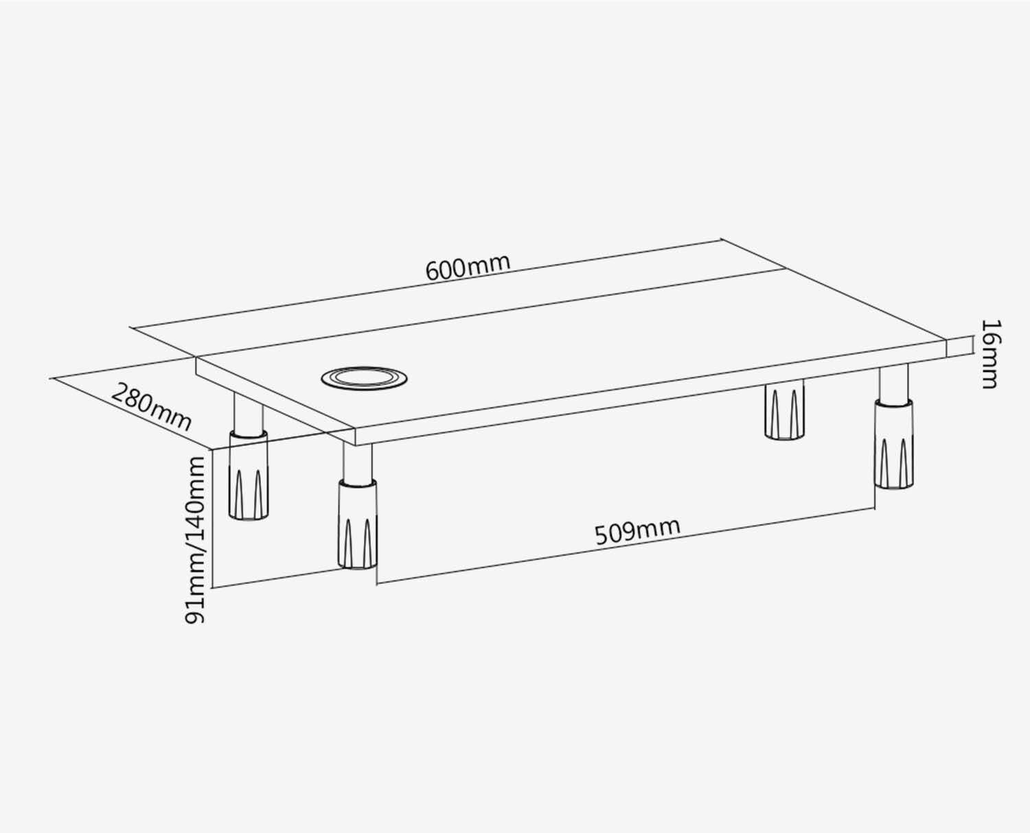 Monitorverhoging met geïntegreerde Qi-oplader