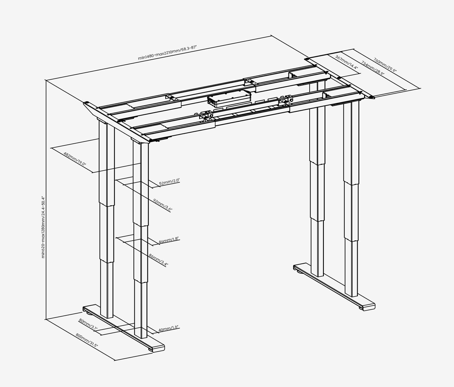 PRIMUS Schwerlast Tischgestell XL Schwarz