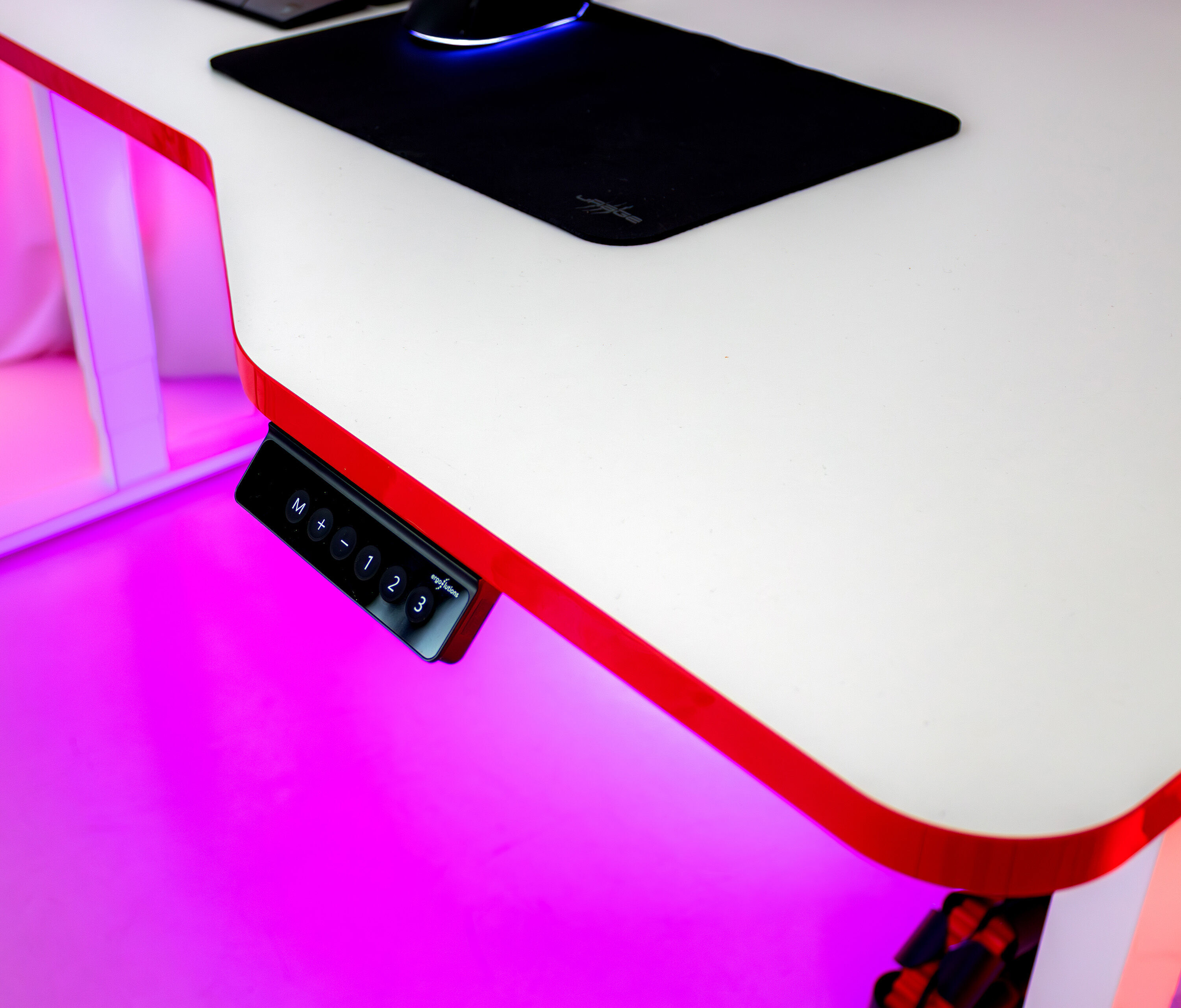 FOKUS Gamingschreibtisch Weiß 160x80 Rechteck Fire Red