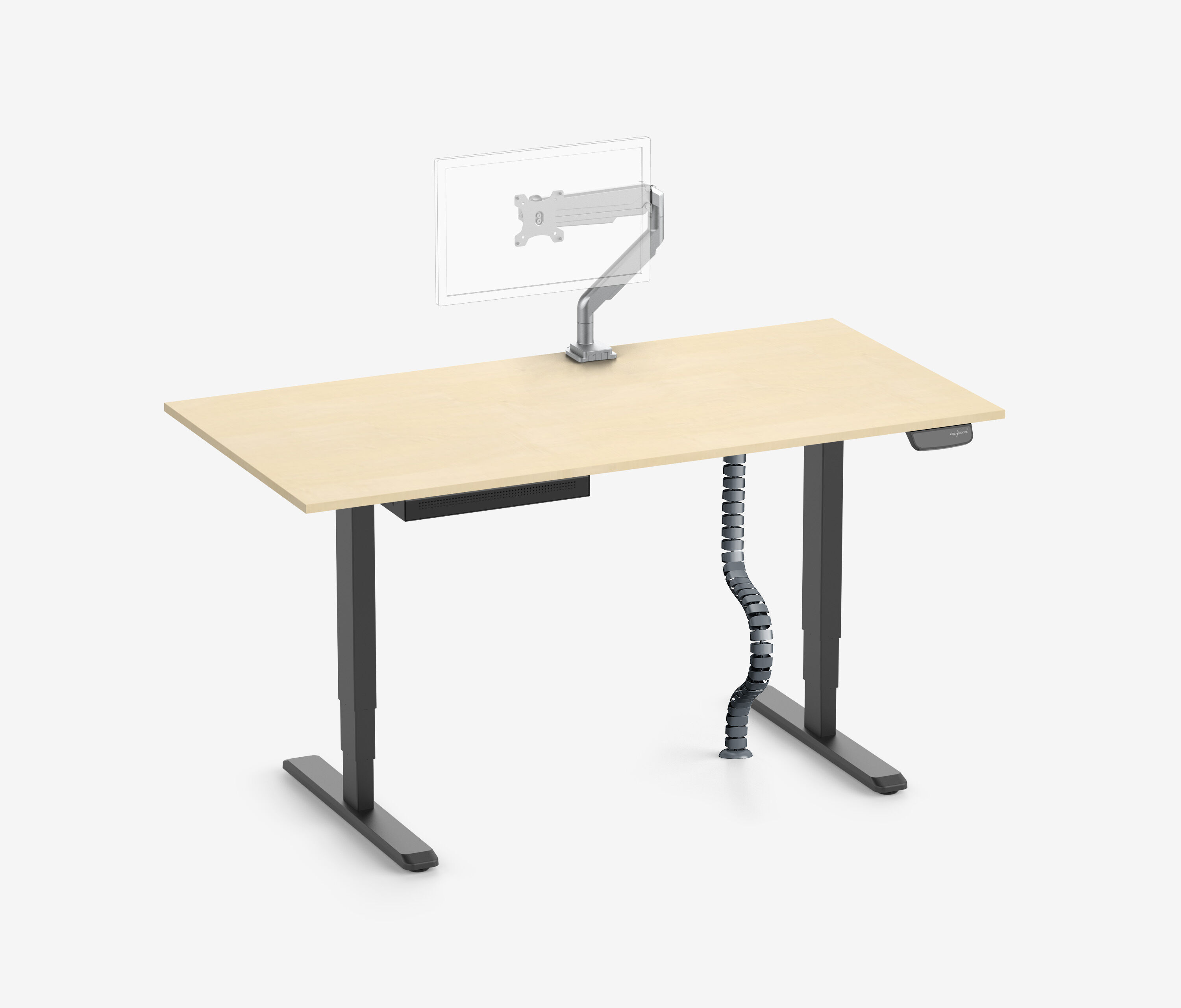 PRIMUS + Slimline Schublade, Kabelschlange & Halter 160x80 Schwarz Birke