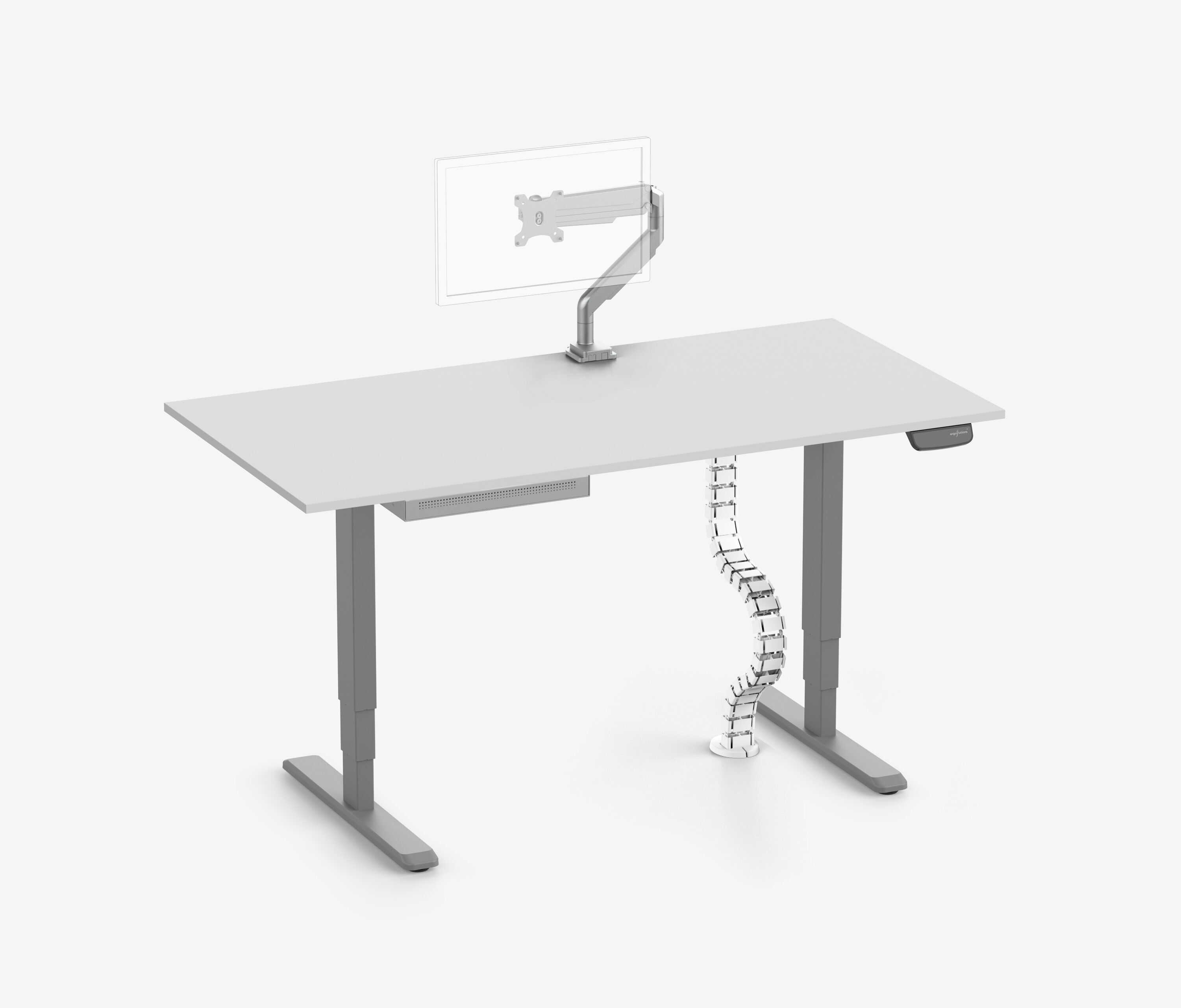 PRIMUS + Slimline Schublade, Kabelschlange & Halter 160x80 Grau Lichtgrau