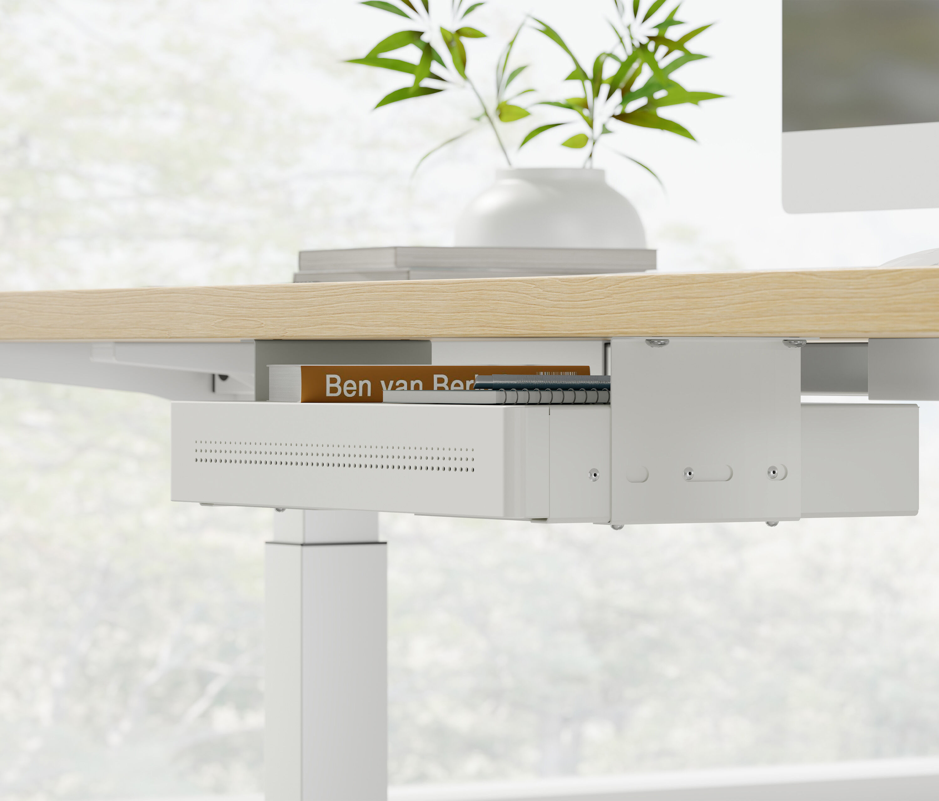 Untertisch Schublade mit USB Lader Weiß