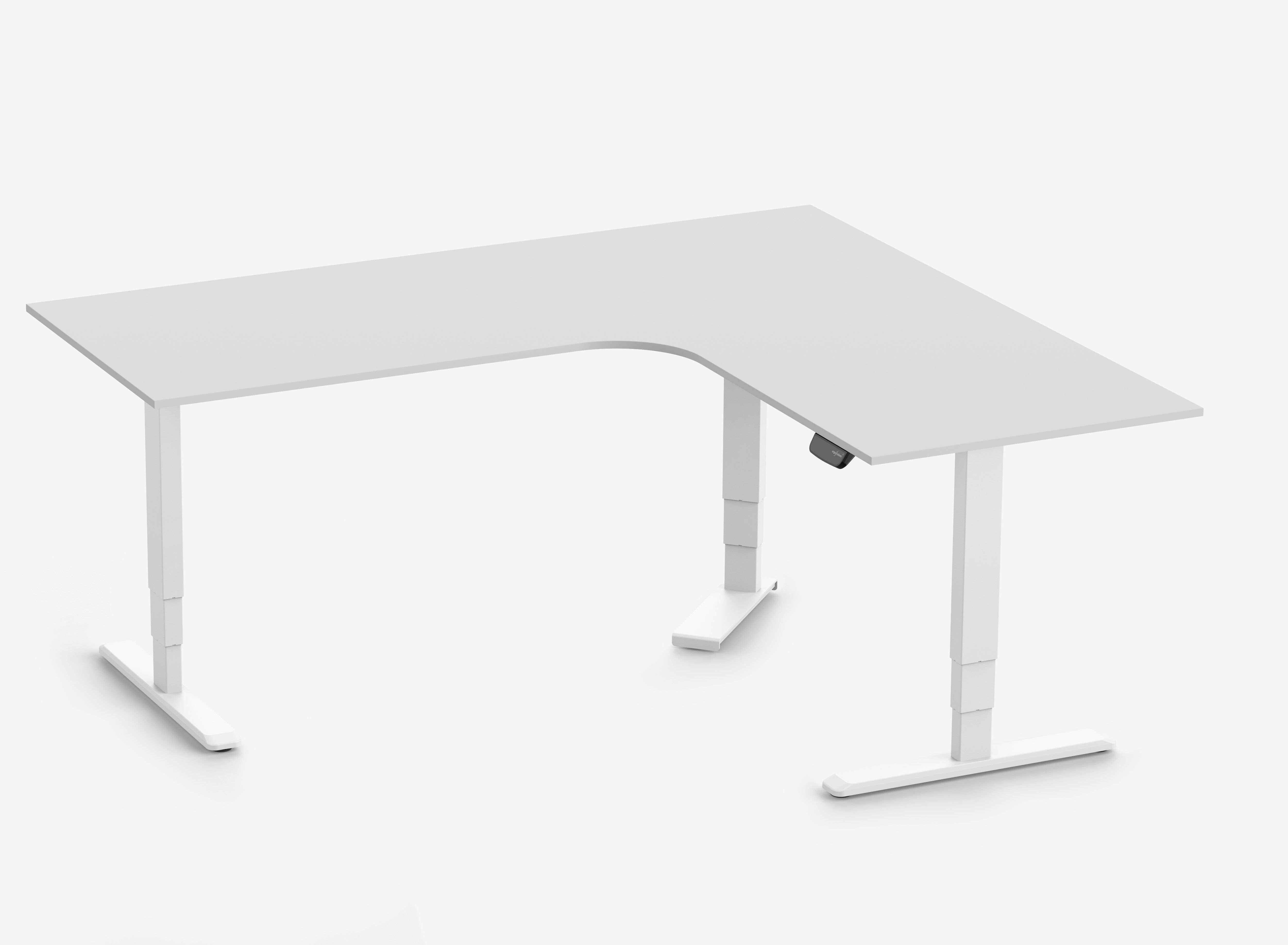 PRIMUS Eckschreibtisch, Gestell Weiß, Tischplatte 2000/800 x 1780/800 x 25 mm Lichtgrau