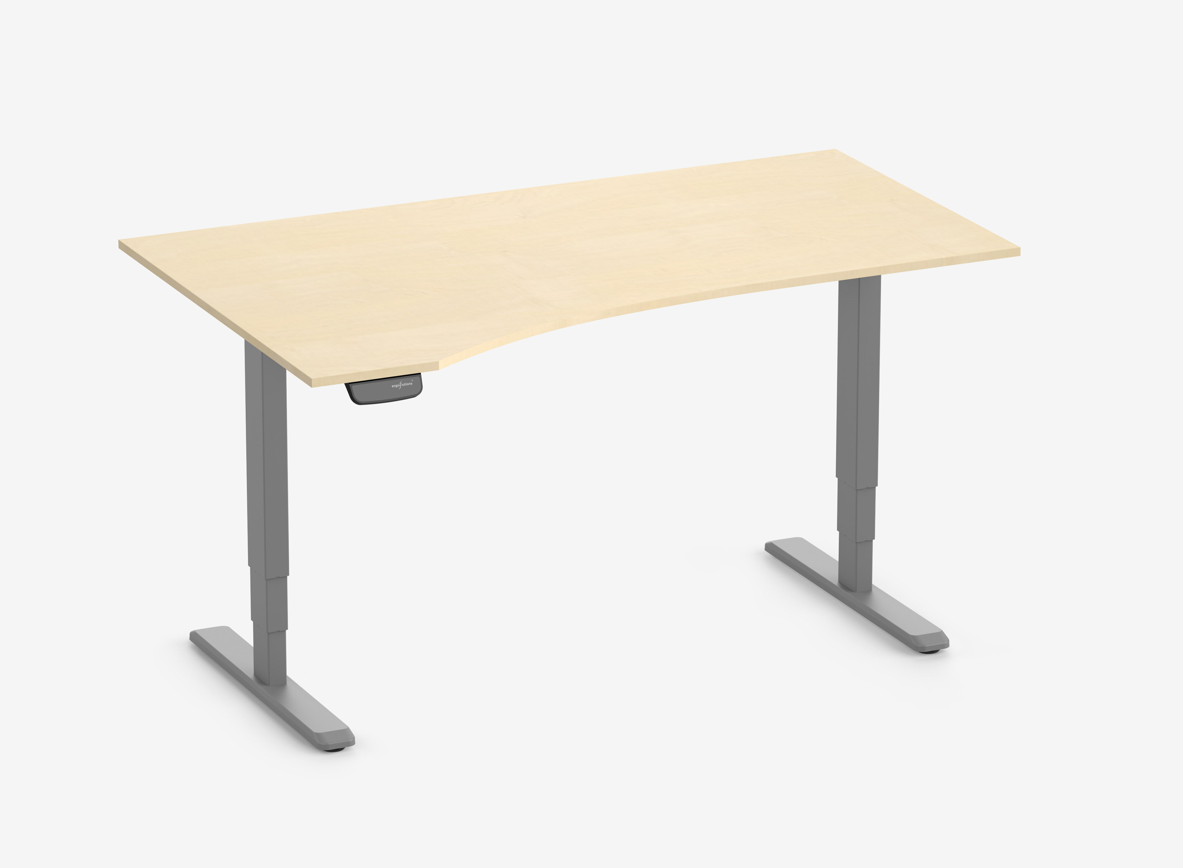 PRIMUS Freiformschreibtisch, Gestell Grau 1600 x 800/1000 x 25 mm Birke, Ausführung Links