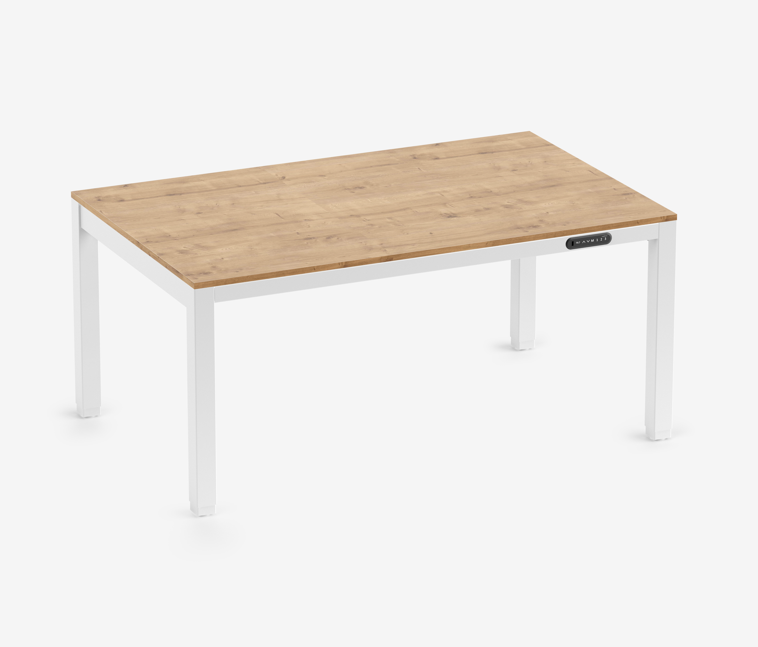 PRIMUS 4-Bein Schreibtisch Weiß Eiche 1600 x 1000 x 25 mm