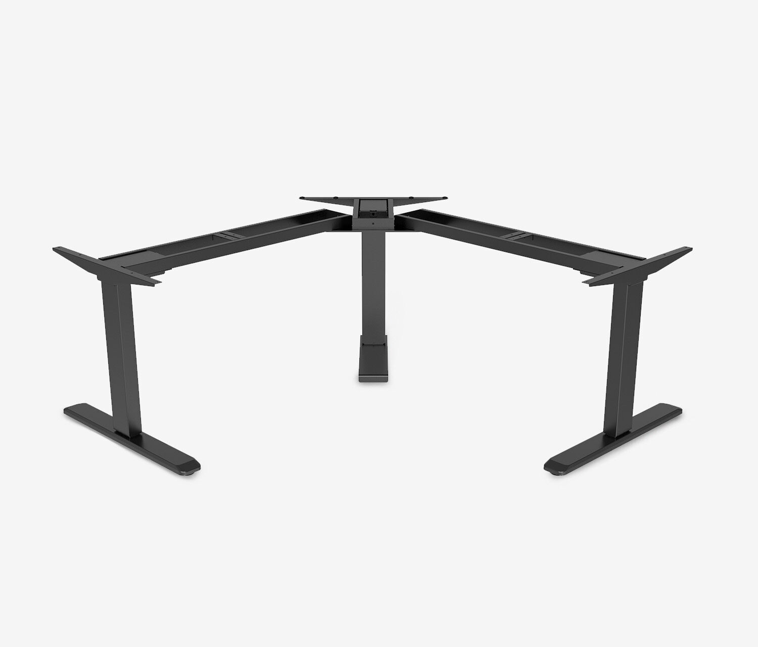 PRIMUS Eckschreibtisch, Gestell Schwarz, Tischplatte 2000/800 x 1780/800 x 25 mm Nussbaum