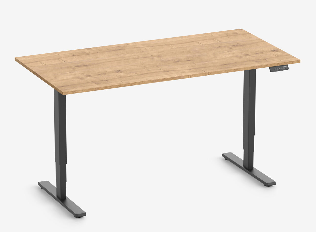 FOKUS Gestell Schwarz, Tischplatte 1600 x 800 x 19 mm Eiche