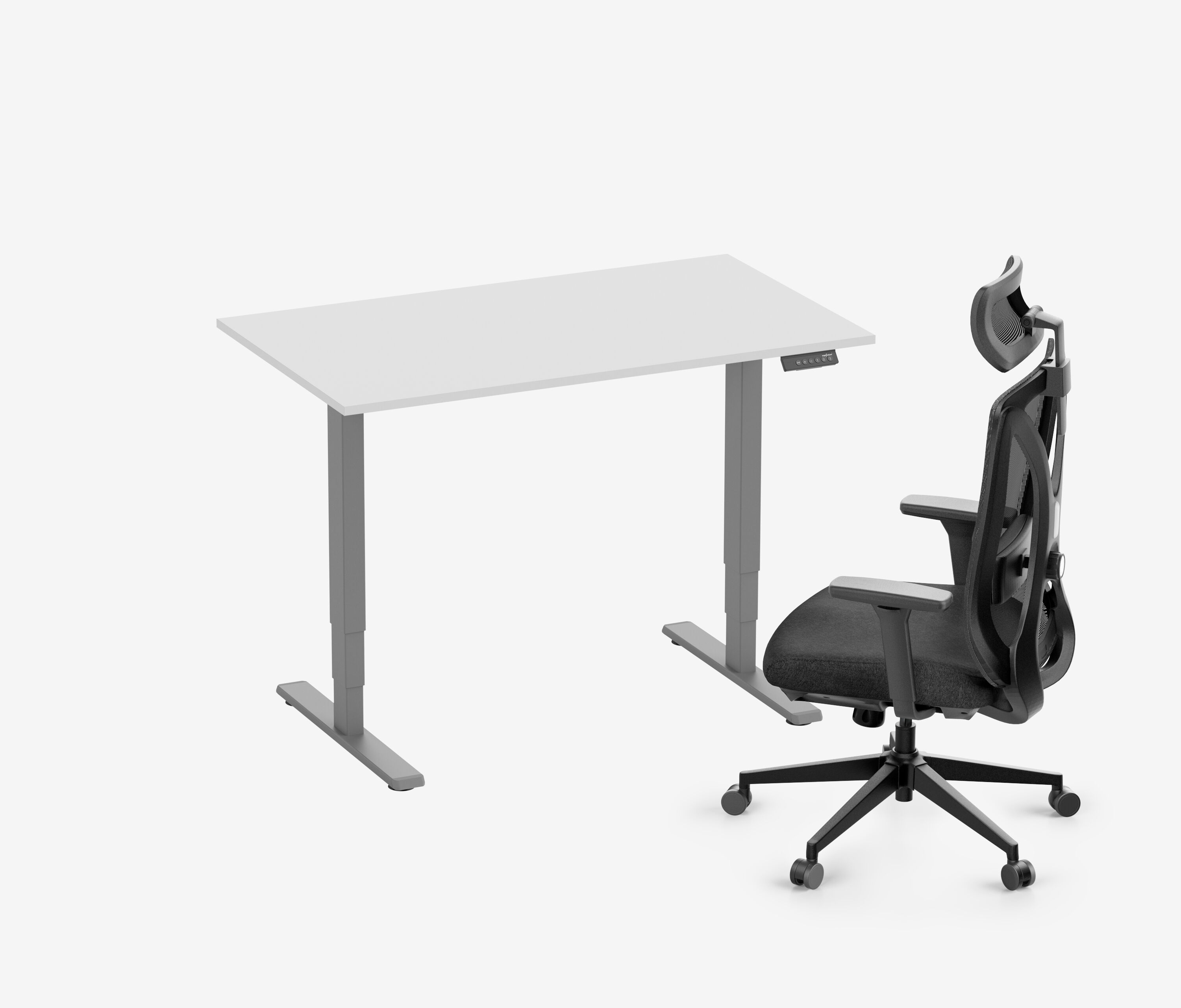 FOKUS Schreibtisch + Stuhl LINO Grau 120 x 70 cm Lichtgrau