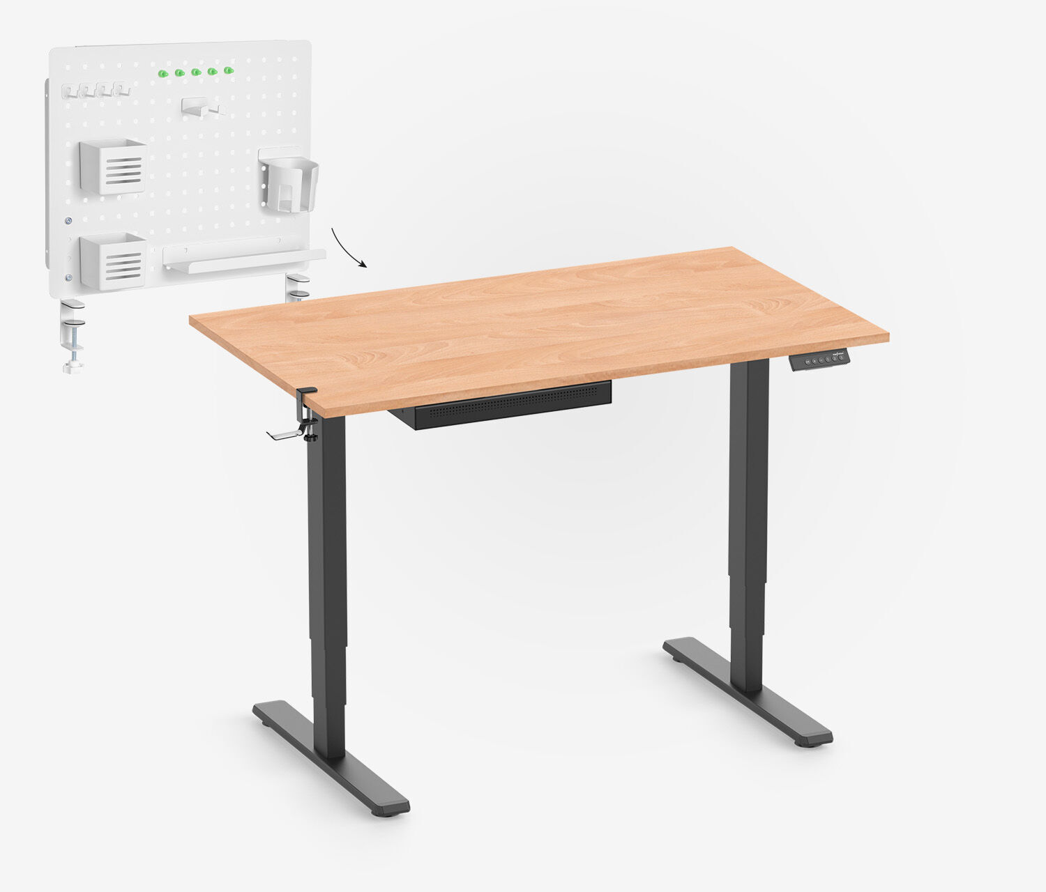 FOKUS Schoolstart Set Zwart, Slim Lade Beuk 120x70 Organizer Bord Wit Hoofdtelefoon Houder